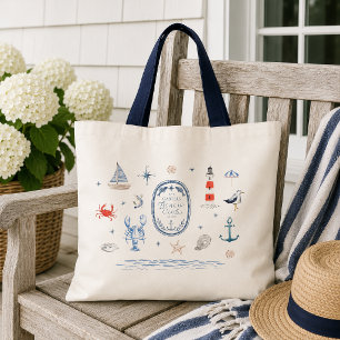 Persoonlijke strandclub Crest Nautical Tote Tas