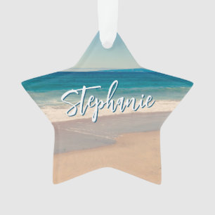 Persoonlijke strandfoto oceaanblauw landschap ornament