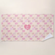 Persoonlijke strandhanddoeken baby meisje olifante