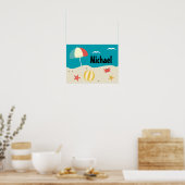 Persoonlijke strandtafereel kinderkamer poster (Keuken)