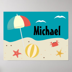 Persoonlijke strandtafereel kinderkamer poster
