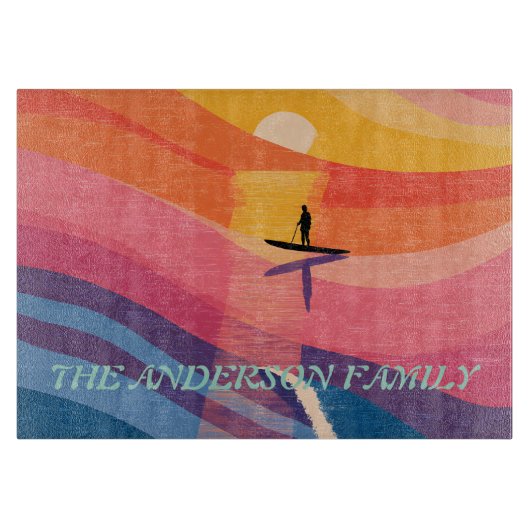 Persoonlijke Sunset Paddle Board Snijplank (Voorkant)