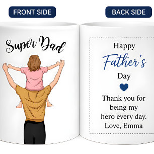 Persoonlijke Super Dad-foto Aangepaste Vaderdag Koffiemok