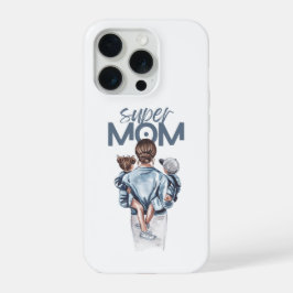 Persoonlijke Super Moeder met Zoon en Dochter Cade iPhone 15 Pro Hoesje