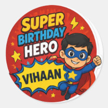 Persoonlijke Super Verjaardagsheld Sticker