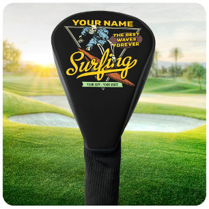 Persoonlijke Surfende Skelet Ride Waves Surfer  Golfheadcover