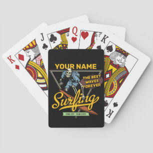 Persoonlijke surfende skeletridegolven pokerkaarten