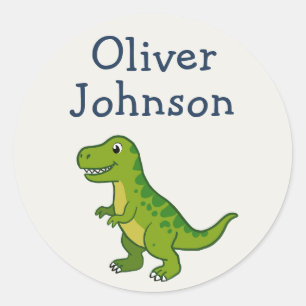 Persoonlijke T-Rex Cute Dinosaur Naam Kind Ronde Sticker