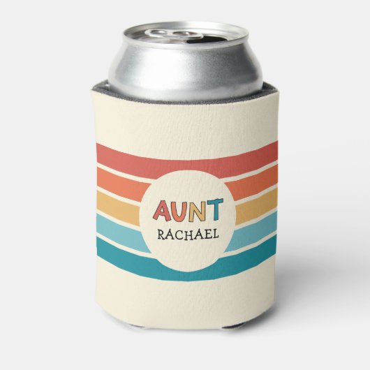 Persoonlijke tante retro strepen leuk blikjeskoeler (Blikje Achterkant)