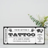 Persoonlijke Tattoo Ticket Cadeaubon Sjabloon Kaart (Staand voorkant)