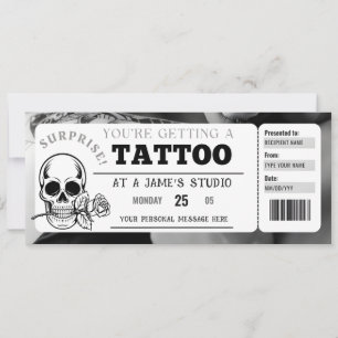 Persoonlijke Tattoo Ticket Cadeaubon Sjabloon Kaart