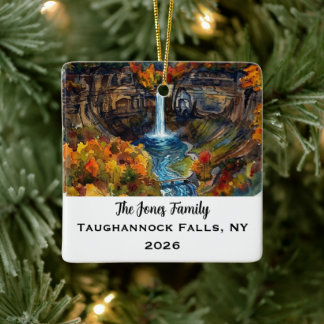 Persoonlijke Taughannock Falls, NY Kerstmis Keramisch Ornament