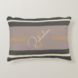 Persoonlijke Taupe Gouden Streep Moderne Neutrale Accent Kussen
