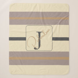 Persoonlijke Taupe Gouden Streep Moderne Neutrale Sherpa Deken