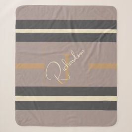 Persoonlijke Taupe Gouden Streep Moderne Neutrale Sherpa Deken