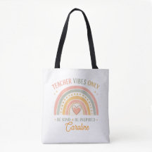 Persoonlijke 'Teacher Vibes Only' Tote Tas