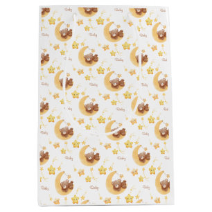 Persoonlijke Teddbeer Maan Baby Shower Medium Cadeauzakje