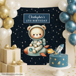Persoonlijke teddy astronaut jongen verjaardag ach wandkleed