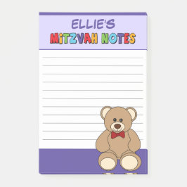 Persoonlijke Teddy Beer Mitzvah Post-its - Paars Post-it® Notes