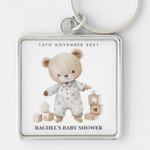 Persoonlijke Teddybeer Baby Shower Sleutelhanger