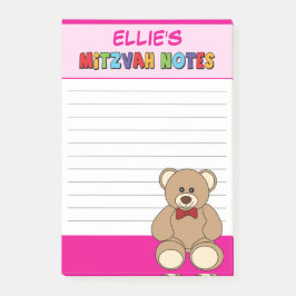 Persoonlijke teddybeer Bar Mitswa Roze Post-it® Notes