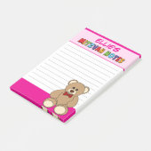 Persoonlijke teddybeer Mitzvah Roze Post-it® Notes (Schuin)