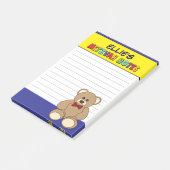 Persoonlijke teddybeer-mitzwa - Geel Blauw Post-it® Notes (Schuin)