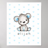 Persoonlijke teddybeer voor babyjongen met blauwe poster (Voorkant)