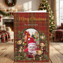 Persoonlijke teddyberen familie foto kerst