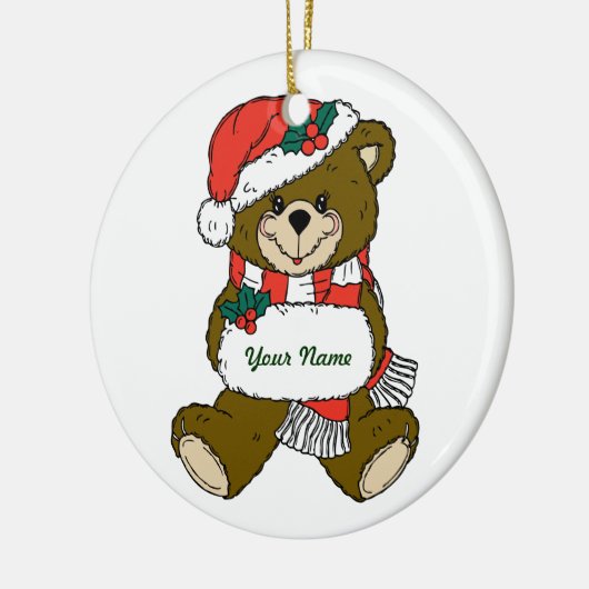 Persoonlijke teeddy Bear-kerstversiering Keramisch Ornament (Links)