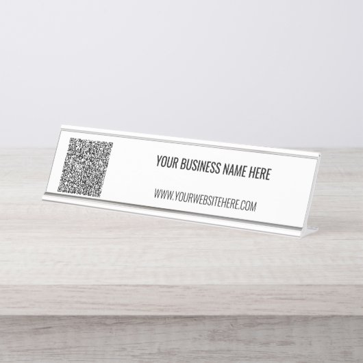 Persoonlijke tekst en QR-code bureau naamplaat (Voorkant)