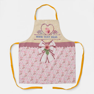 Persoonlijke tekst, waterverf hart en cupcake schort