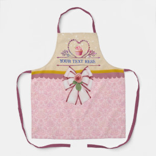 Persoonlijke tekst, waterverf hart en cupcake schort