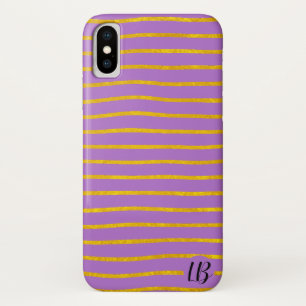 Persoonlijke telefoonhoes met gouden folie strepen iPhone x hoesje