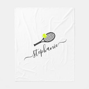 Persoonlijke Tennis Script Name White Fleece Deken
