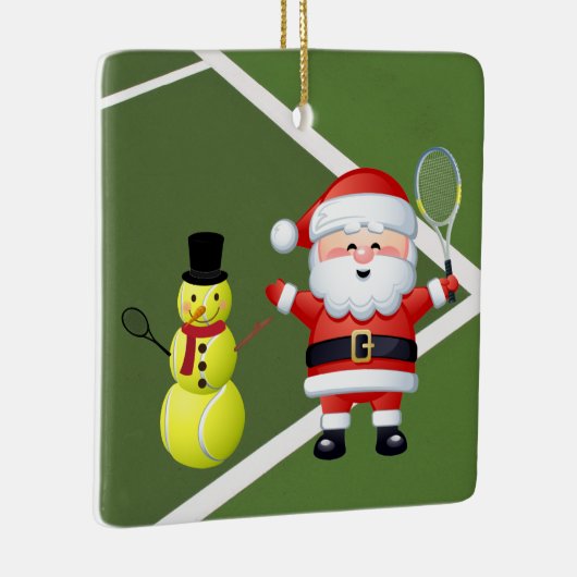 Persoonlijke Tennis Snowman en Santa Claus Keramisch Ornament (Rechts)