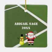 Persoonlijke Tennis Snowman en Santa Claus Keramisch Ornament (Achterkant)