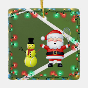 Persoonlijke Tennis Snowman en Santa Claus Keramisch Ornament