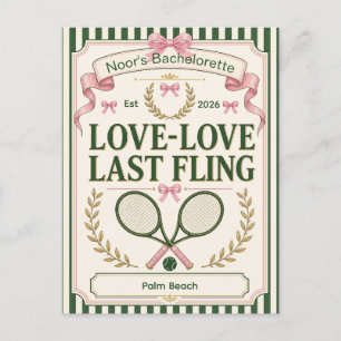Persoonlijke tennis vrijgezellenfeest groen beige briefkaart