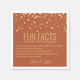 Persoonlijke TERRACOTTA Gouden Confetti FUN FACTS Servet
