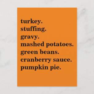 Persoonlijke Thanksgiving Eten Diner Lijst Feestdagenkaart