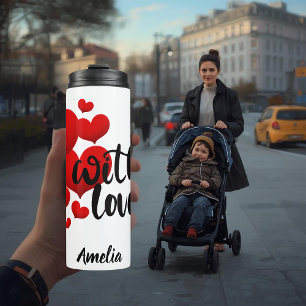 Persoonlijke thermische tumbler met liefde thermosbeker