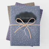 Persoonlijke thin cloudregen en blikseminslag inpakpapier vel (In situ)