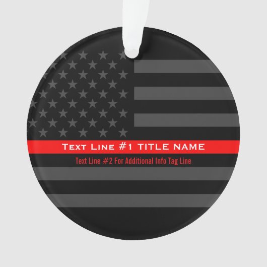 Persoonlijke Thin Red Line Grey US-vlag op een Ornament (voorkant)