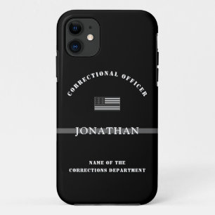 Persoonlijke Thin Silver Line Correction Officer iPhone 11 Hoesje