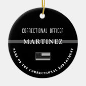 Persoonlijke Thin Silver Line Correction Officer Keramisch Ornament (Voorkant)