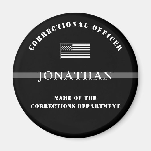 Persoonlijke Thin Silver Line Correction Officer Magneet (Voorkant)