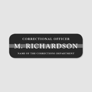 Persoonlijke Thin Silver Line Correction Officer Naamplaatje