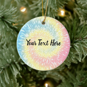 Persoonlijke tie Dye Hippy Swirl-kerstmis Keramisch Ornament