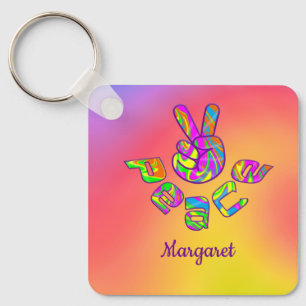 Persoonlijke Tie Dye Peace-Sleutelhanger Sleutelhanger